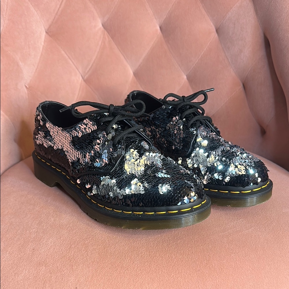 Dr. Martens 1461 Pascal Black Sequin Oxford - Size 8